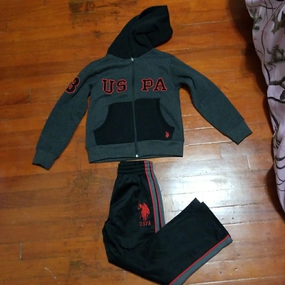 Size 5//6 Perfect Khaki Polo Assn U.S Boys 3-Piece Fashion Knit Top and Pant Set
